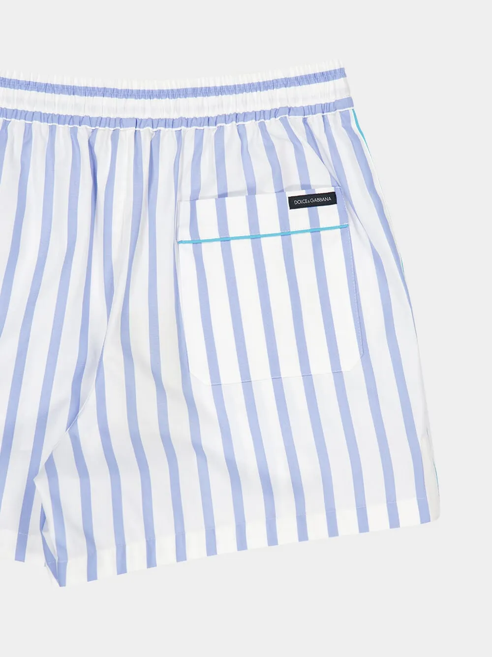 Blue Striped Cotton Shorts sold by Fashion Clinic product image thumbnail 4