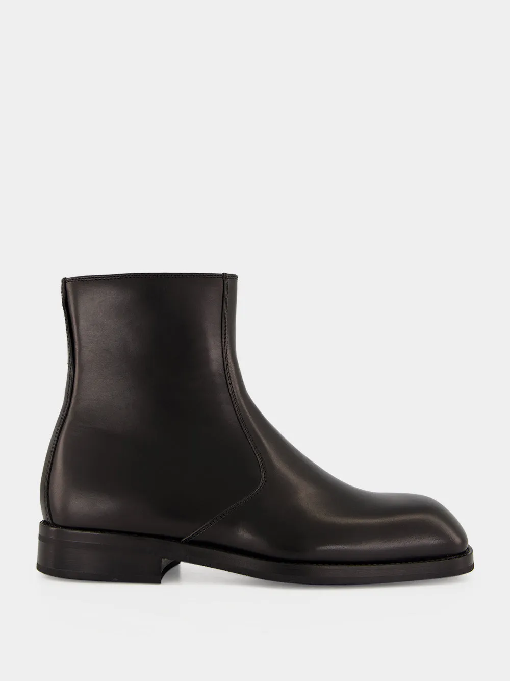 Black Zipped Shiny Leather Ankle Boots sold by Fashion Clinic product image thumbnail 2