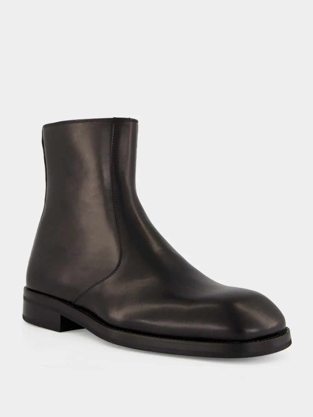 Black Zipped Shiny Leather Ankle Boots sold by Fashion Clinic product image thumbnail 3