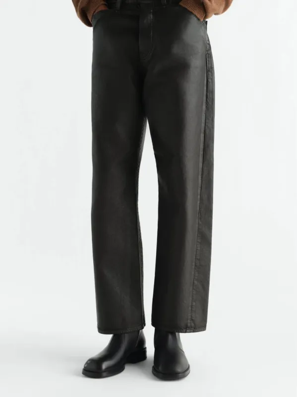 Black Zipped Shiny Leather Ankle Boots made by Lemaire