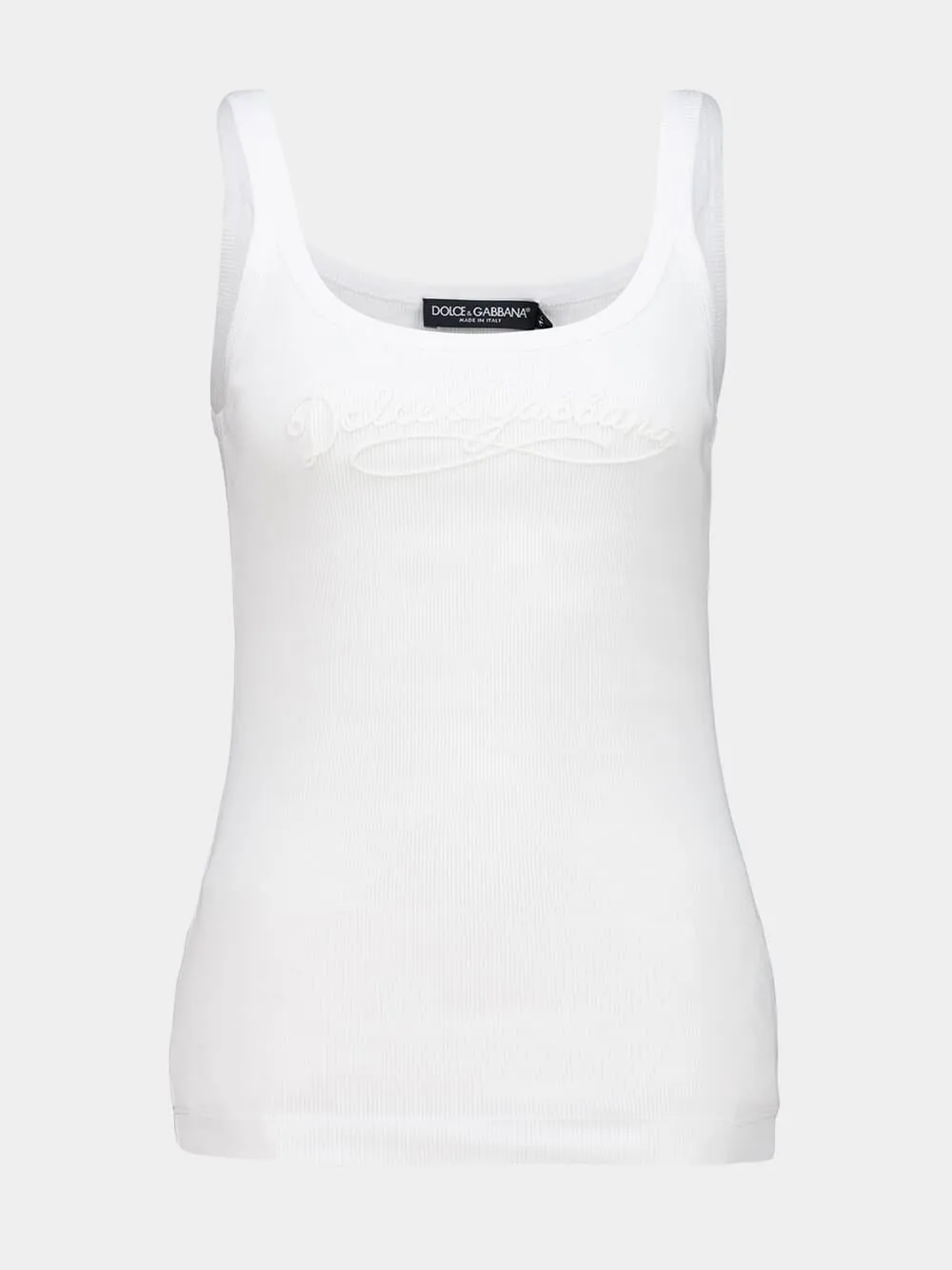 White Ribbed Cotton Tank Top sold by Fashion Clinic