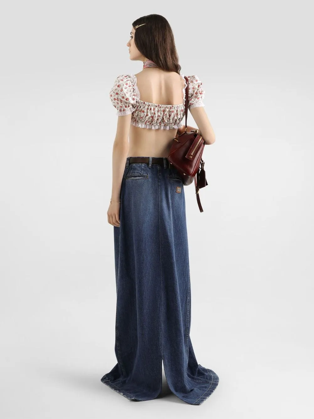 Small Rose Print Poplin Crop Top sold by Fashion Clinic product image thumbnail 3