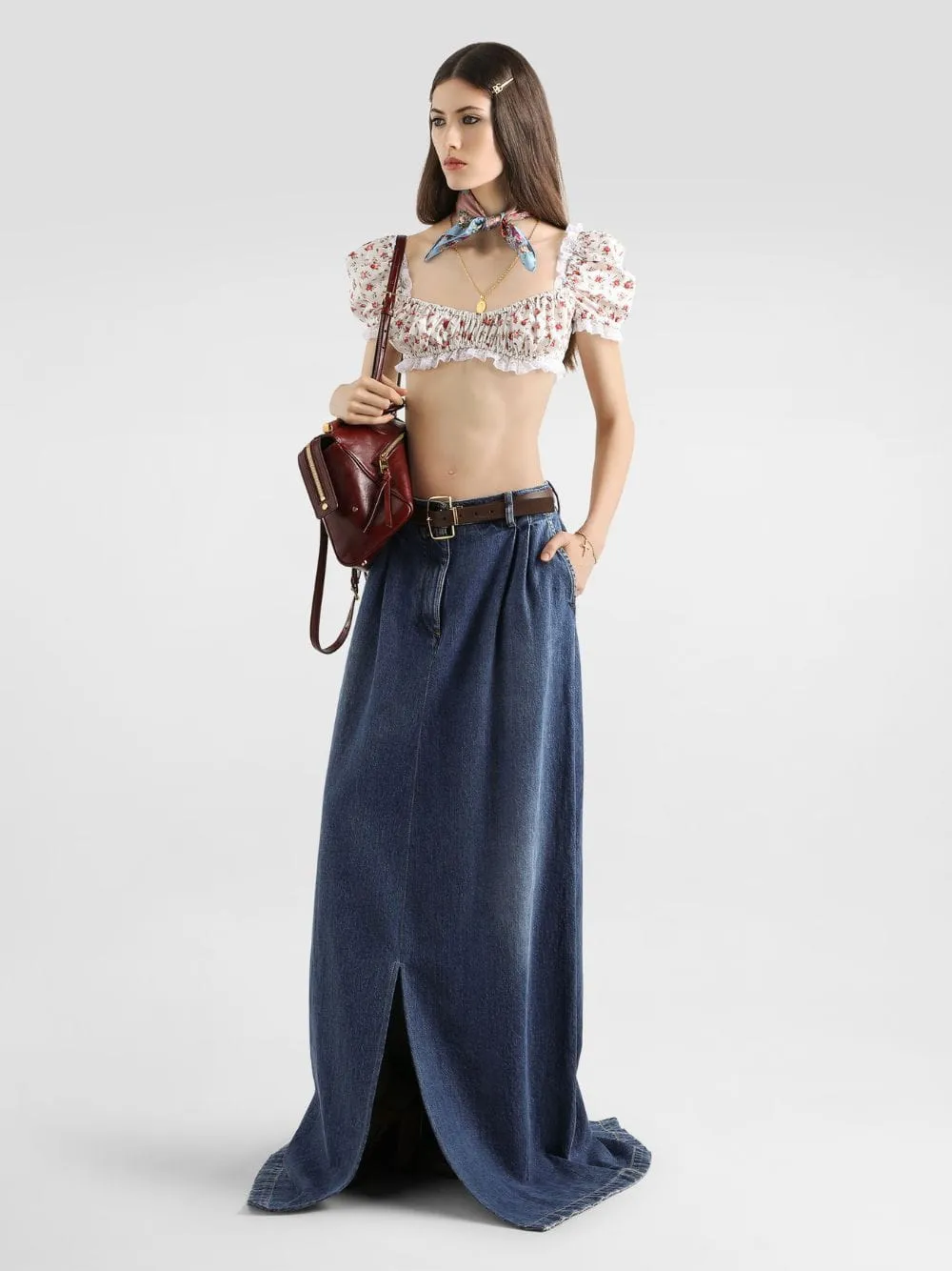 Small Rose Print Poplin Crop Top sold by Fashion Clinic