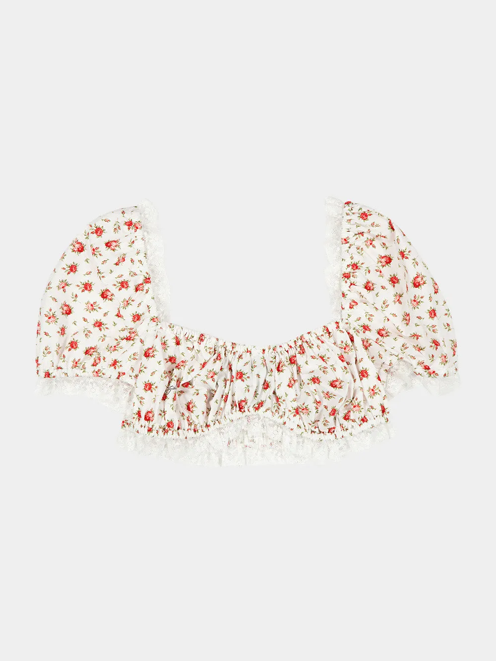 Small Rose Print Poplin Crop Top sold by Fashion Clinic product image thumbnail 5