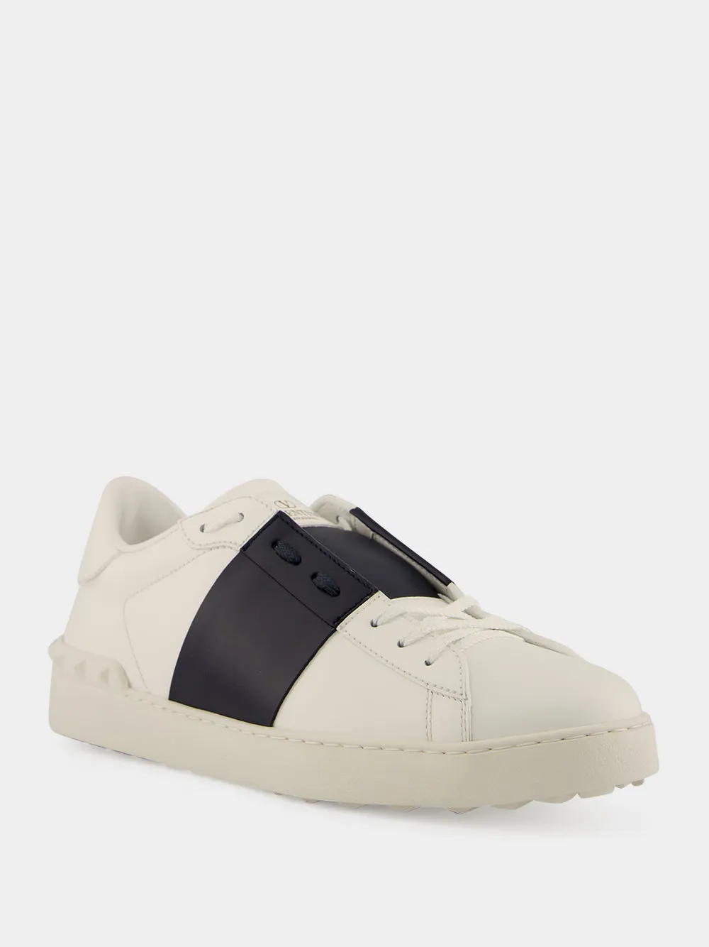 White and Blue Open Leather Sneakers sold by Fashion Clinic product image thumbnail 2
