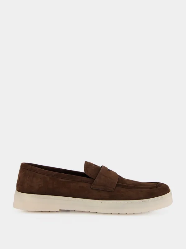 Brown Suede Penny Loafers made by Prada
