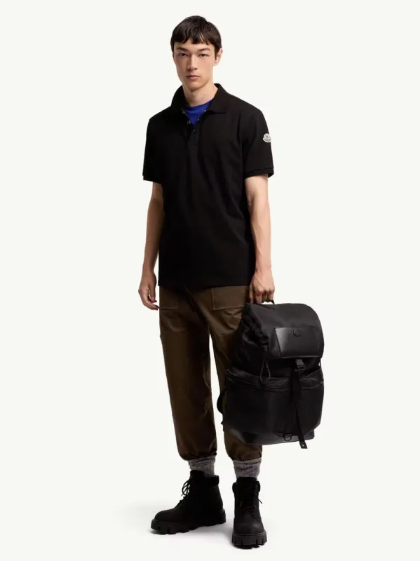 Black Logo Cotton Piquet Polo Shirt made by Moncler