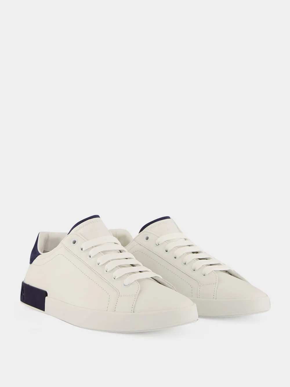 White and Blue Calf Leather Low-Top Sneakers sold by Fashion Clinic product image thumbnail 3
