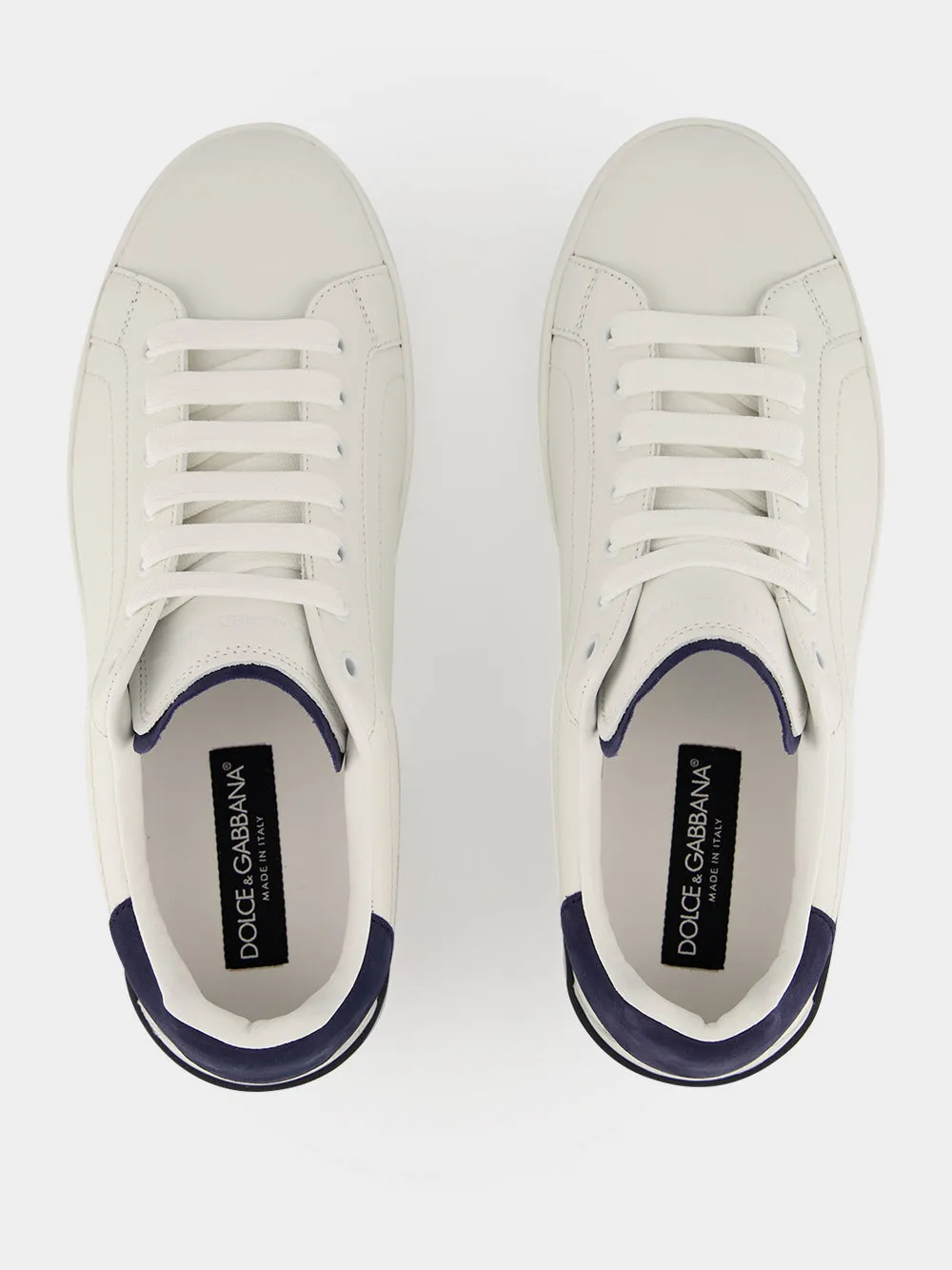 White and Blue Calf Leather Low-Top Sneakers sold by Fashion Clinic product image thumbnail 4