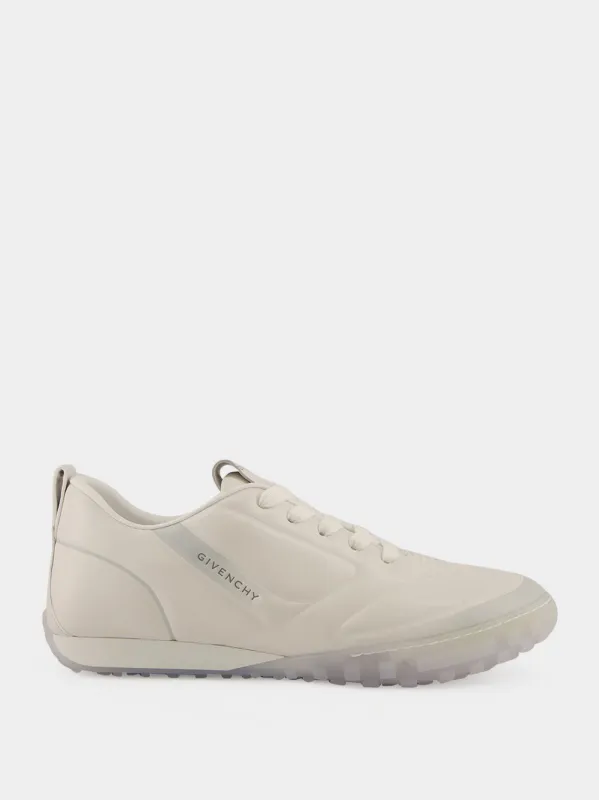 White and Grey Glide Leather Sneakers made by Givenchy