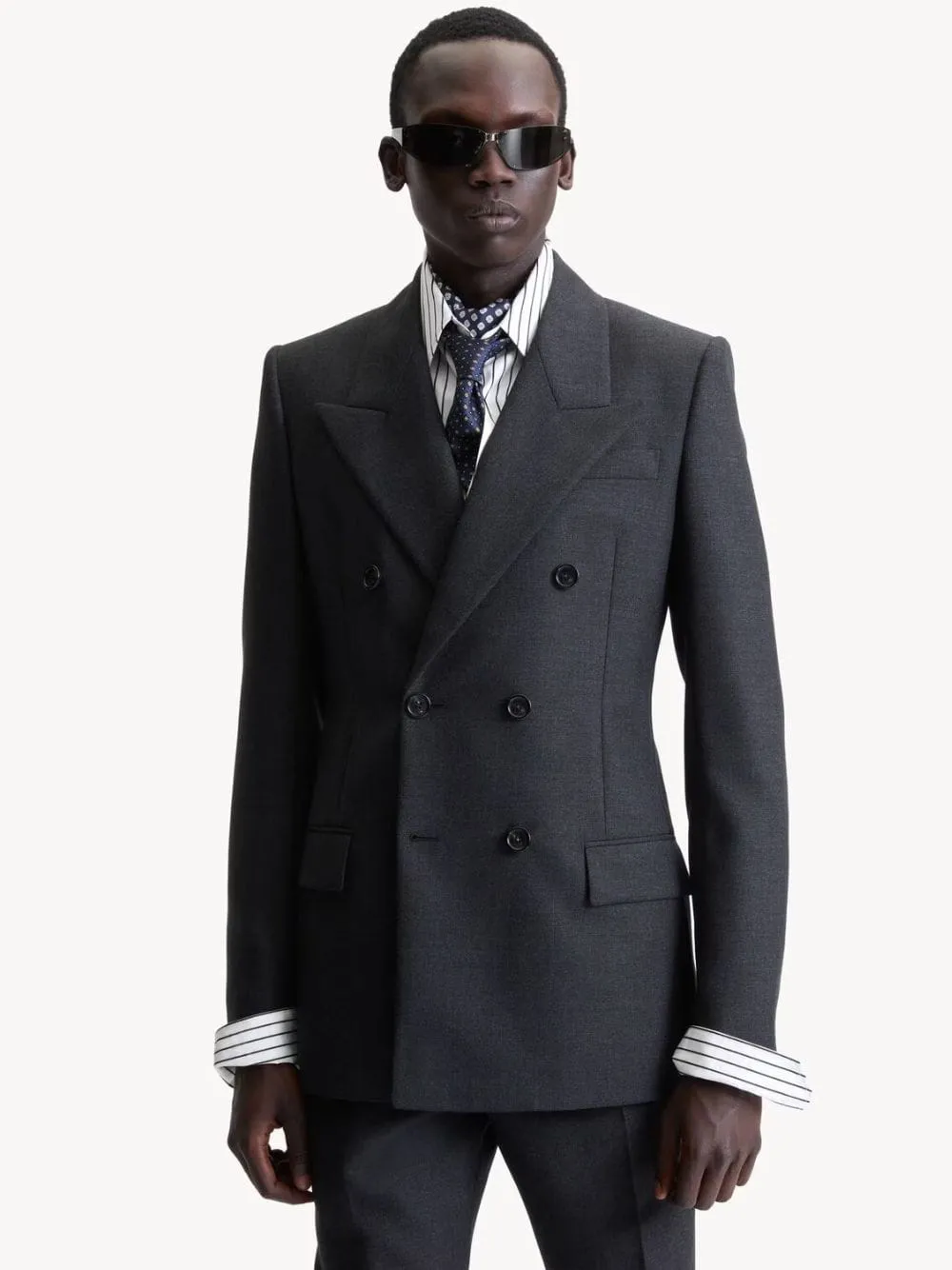 Anthracite Double-Breasted Wool Blazer sold by Fashion Clinic