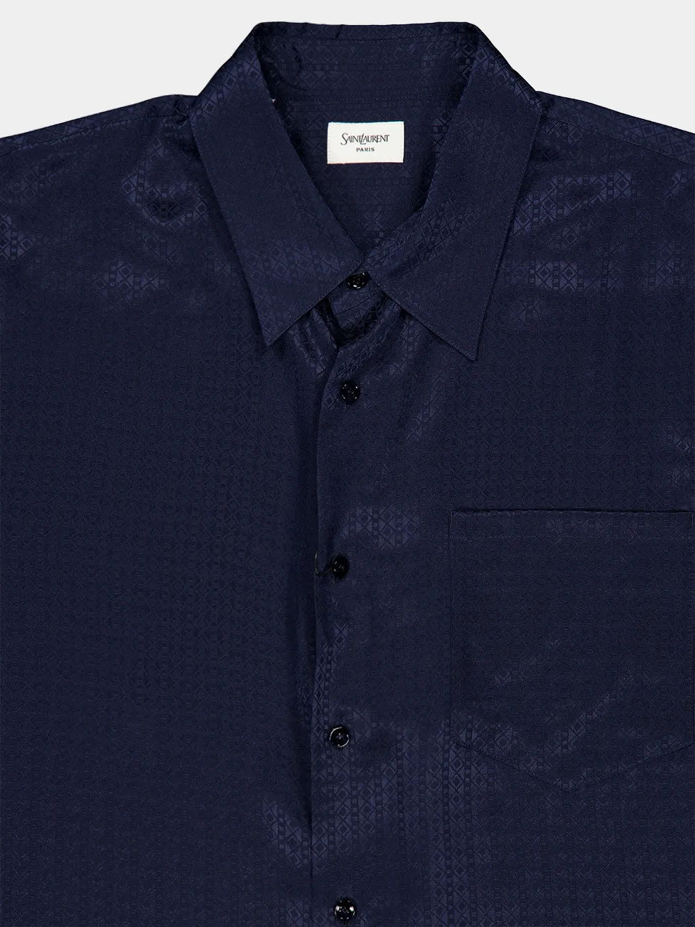 Prussian Blue Diamond Silk Jacquard Shirt sold by Fashion Clinic product image thumbnail 4