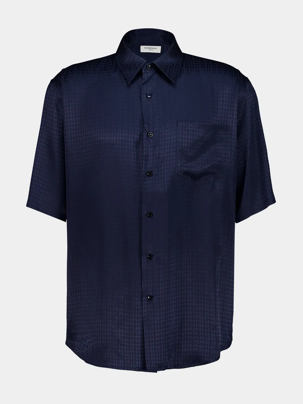 Prussian Blue Diamond Silk Jacquard Shirt sold by Fashion Clinic product image thumbnail 2