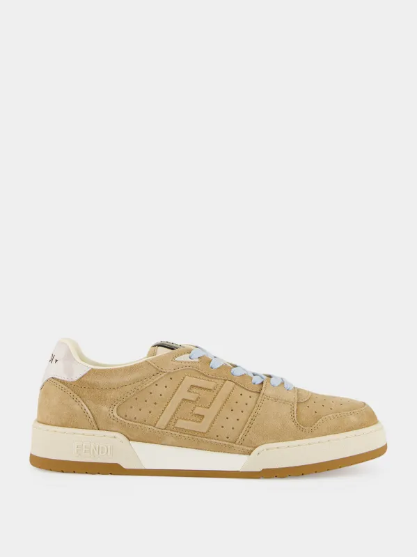 Beige Match Suede Sneakers made by Fendi