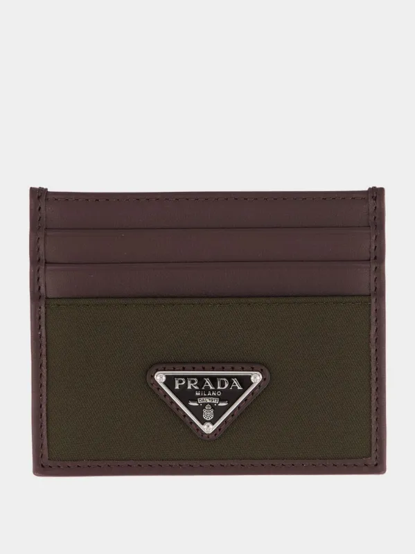 Brown Re-Nylon Leather Card Holder made by Prada
