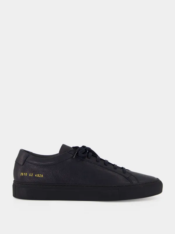 Navy Achilles Leather Sneakers made by Common Projects