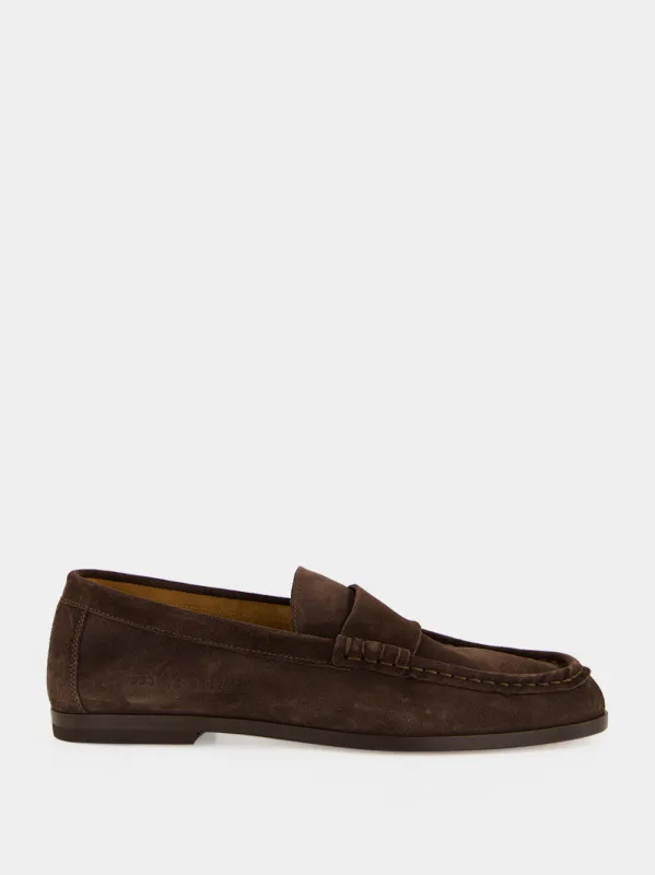 Dark Brown Suede Loafers made by Common Projects