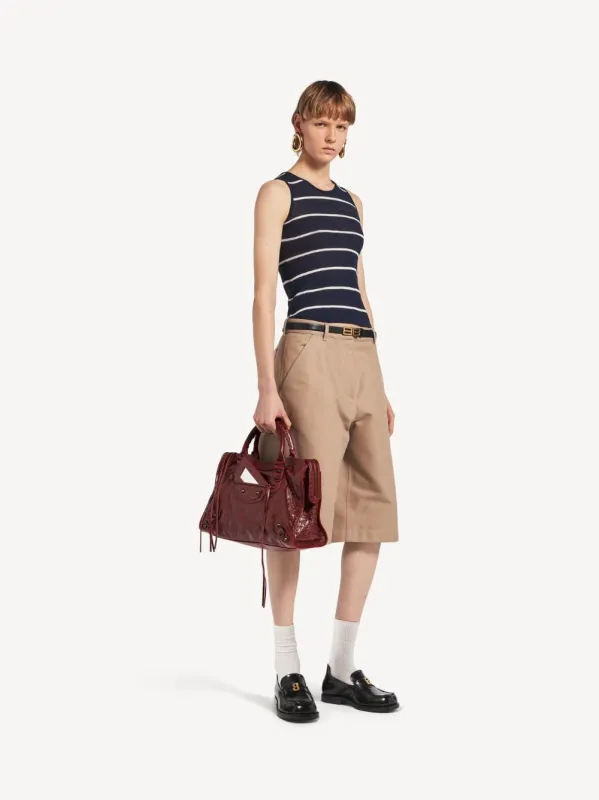 Berry Red Le City Medium Leather Handbag made by Balenciaga