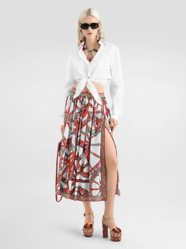 White Cotton Poplin Tie Shirt made by Dolce & Gabanna