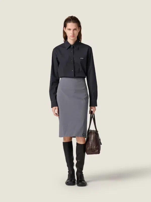 Black Stretch Poplin Shirt made by Miu Miu