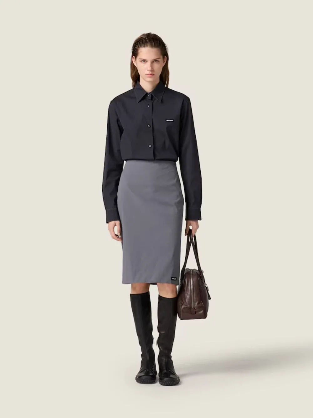 Black Stretch Poplin Shirt sold by Fashion Clinic