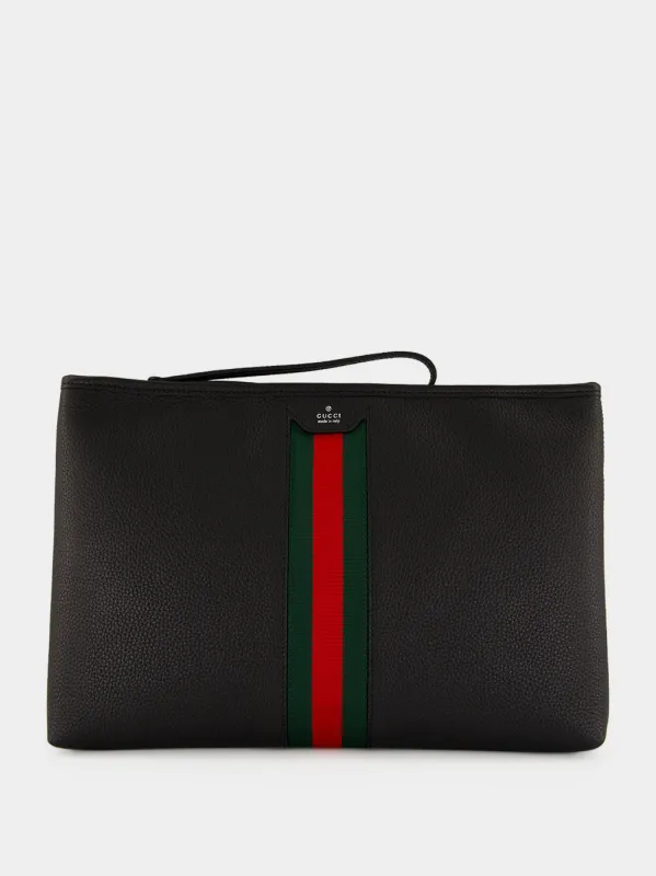 Black Calfskin Portfolio Pouch made by Gucci