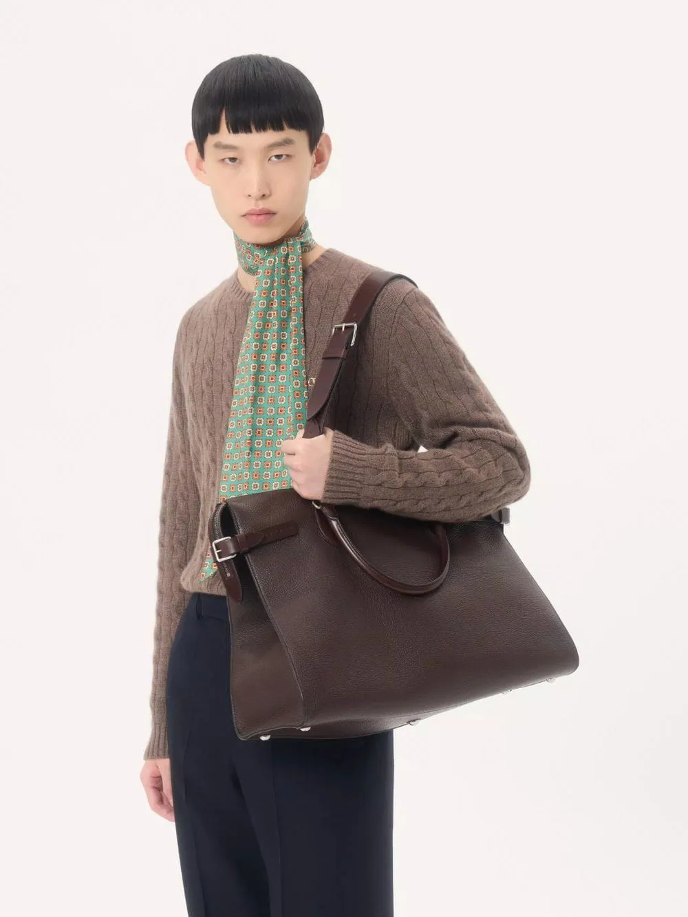 Dark Brown Antibes Grained Leather Duffle Bag sold by Fashion Clinic