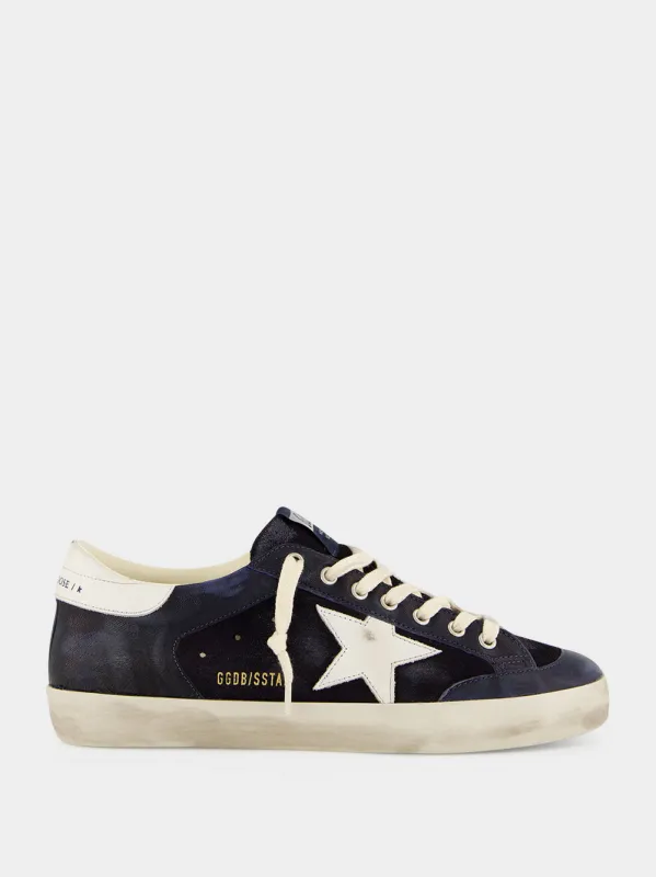 Dark Blue Super-Star Leather Sneakers made by Golden Goose