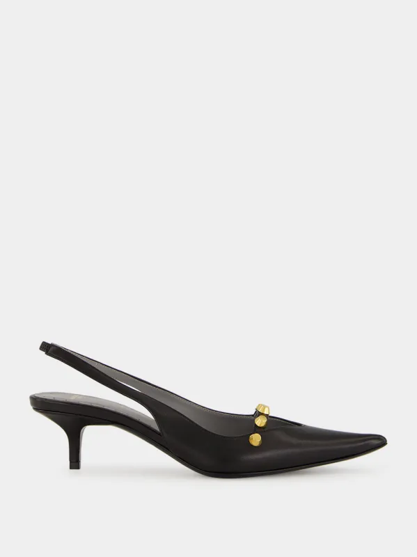 Black Midnight City Leather Slingback Pumps made by Balenciaga