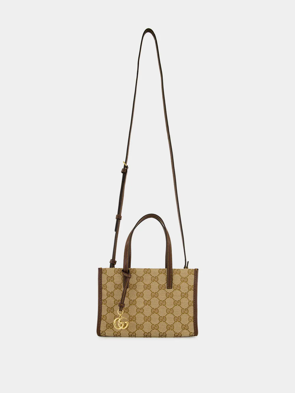 Sand and Dark Brown GG Canvas Small Tote Bag sold by Fashion Clinic product image thumbnail 2