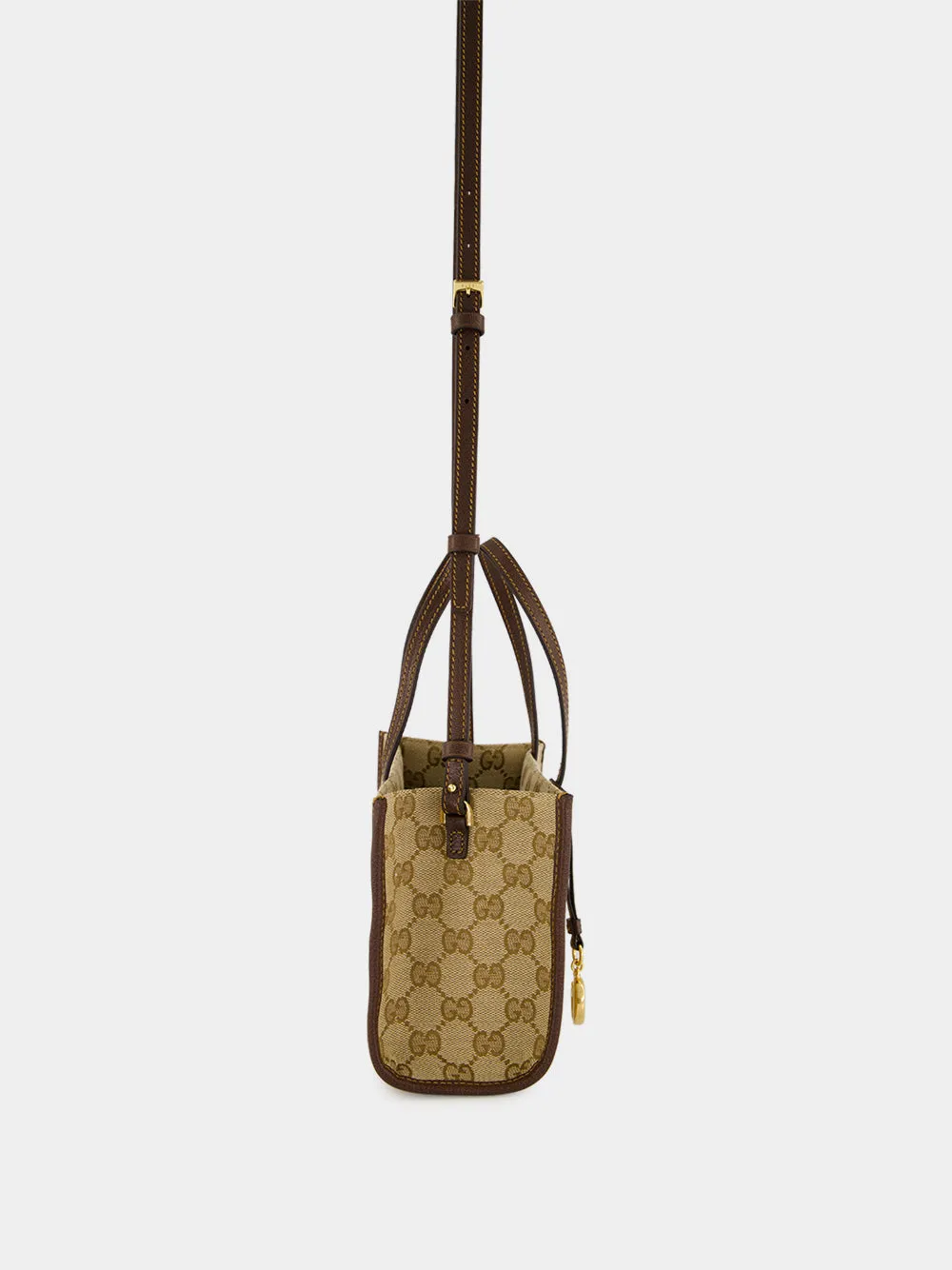 Sand and Dark Brown GG Canvas Small Tote Bag sold by Fashion Clinic product image thumbnail 4