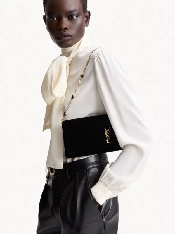 Black Kate Velvet Clutch Bag made by Yves Saint Laurent