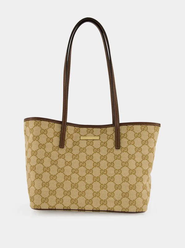 Sand and Brown GG Canvas Tribeca Small Tote Bag made by Gucci