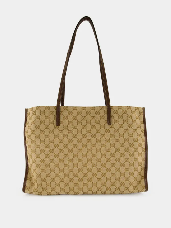 Sand and Brown GG Londra Large Tote Bag made by Gucci