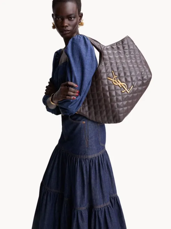 Dark Chocolate Icare Medium Quilted Bag made by Yves Saint Laurent