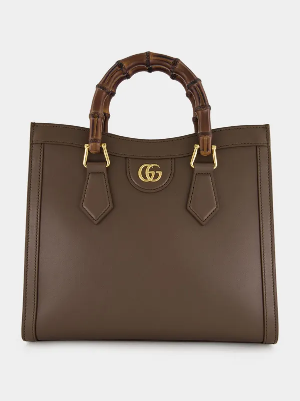 Dark Taupe Leather Diana Tote Bag made by Gucci