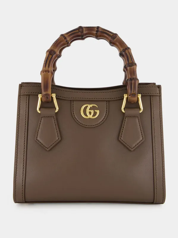 Dark Taupe Leather Diana Small Tote Bag made by Gucci