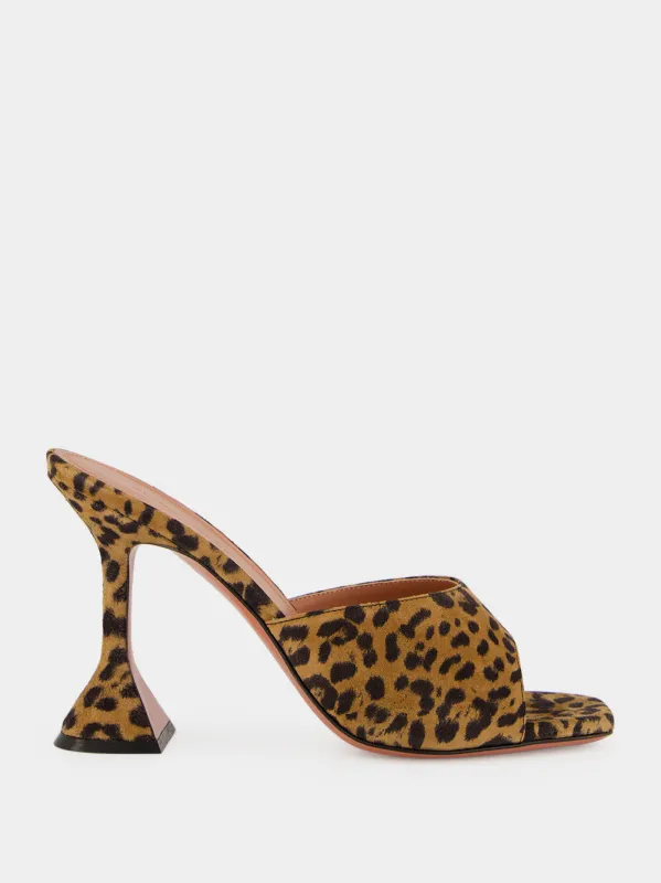 Lupita 95 Leopard Suede Heeled Mules made by Amina Muaddi