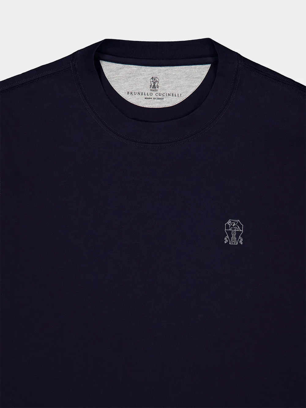 Navy Blue Cotton Jersey Logo T-Shirt sold by Fashion Clinic product image thumbnail 5
