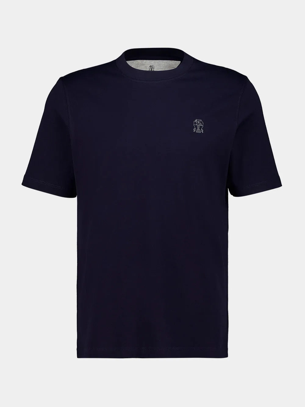 Navy Blue Cotton Jersey Logo T-Shirt sold by Fashion Clinic product image thumbnail 2