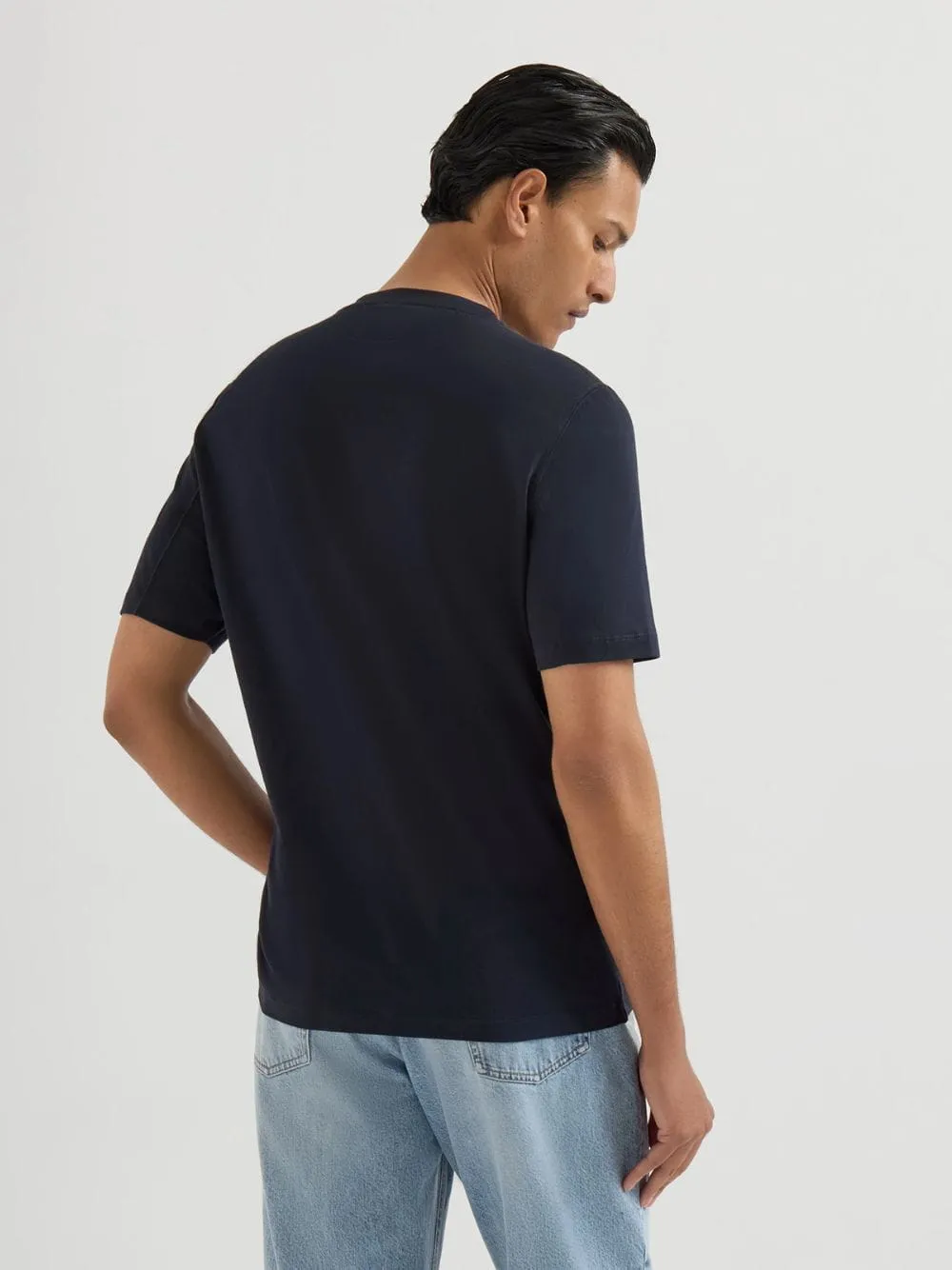 Navy Blue Cotton Jersey Logo T-Shirt sold by Fashion Clinic product image thumbnail 3