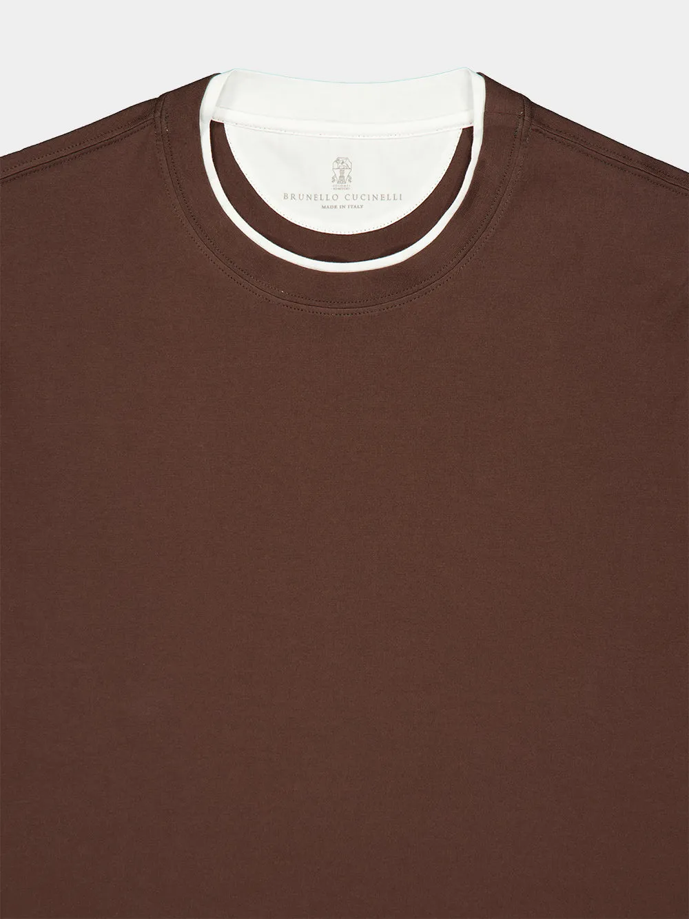 Brown Cotton Jersey Layered T-Shirt sold by Fashion Clinic product image thumbnail 5