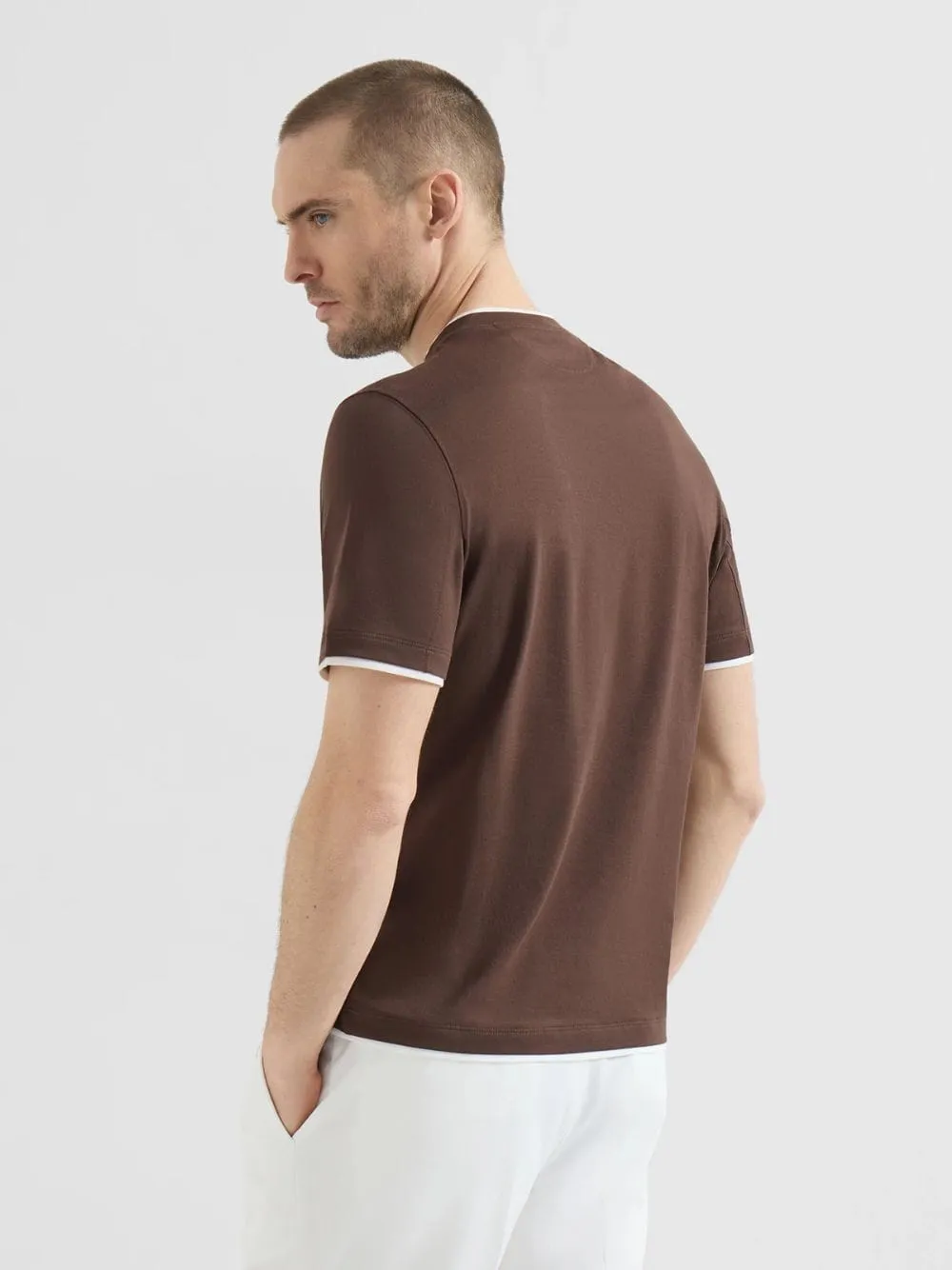 Brown Cotton Jersey Layered T-Shirt sold by Fashion Clinic product image thumbnail 3
