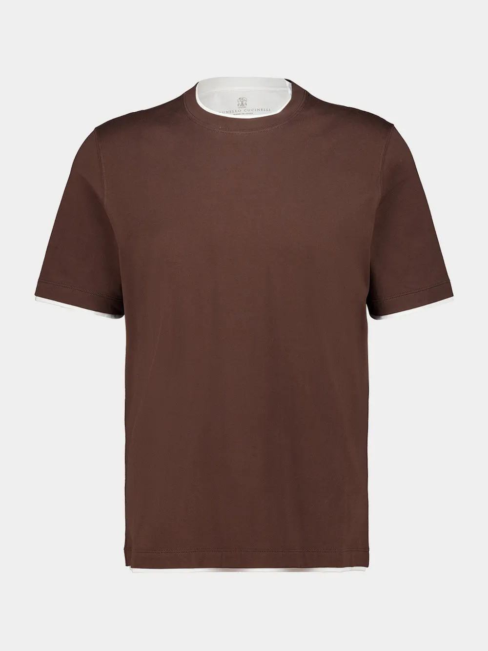 Brown Cotton Jersey Layered T-Shirt sold by Fashion Clinic product image thumbnail 2
