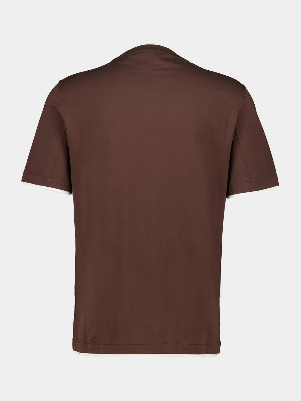 Brown Cotton Jersey Layered T-Shirt sold by Fashion Clinic product image thumbnail 4