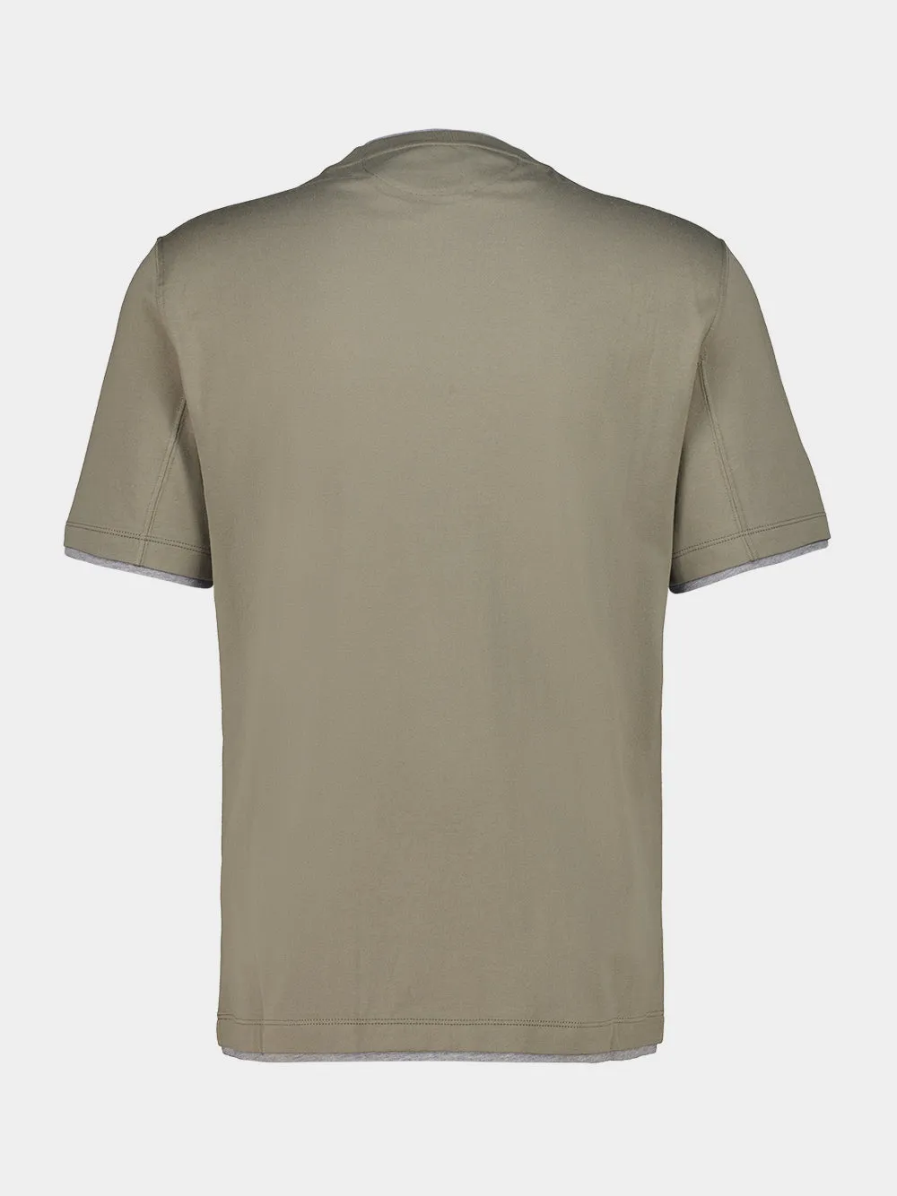 Khaki Cotton Faux-Layered T-Shirt sold by Fashion Clinic product image thumbnail 4