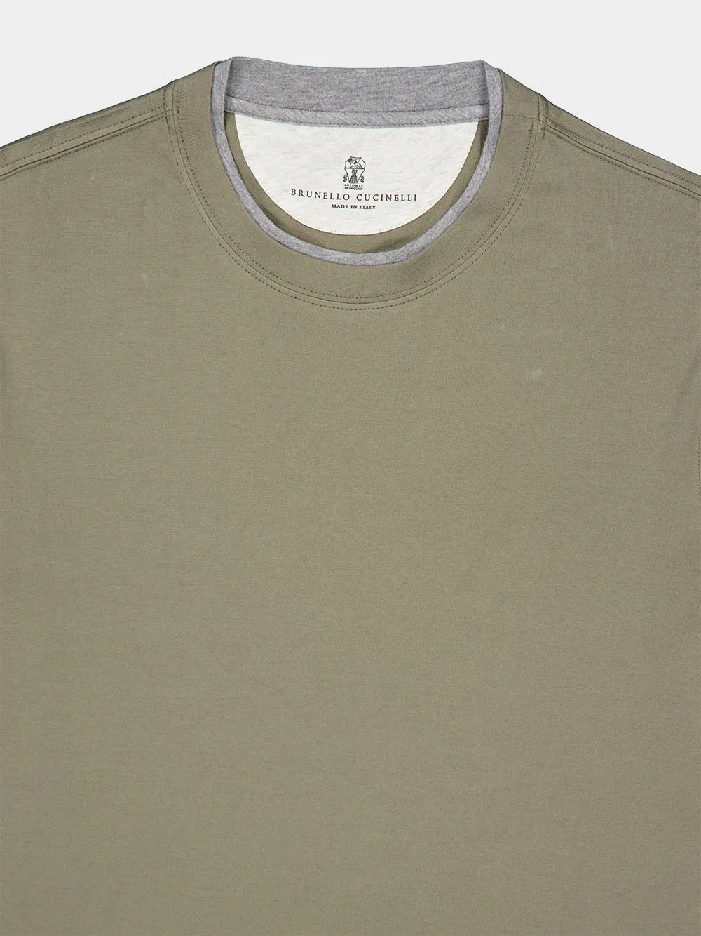 Khaki Cotton Faux-Layered T-Shirt sold by Fashion Clinic product image thumbnail 5