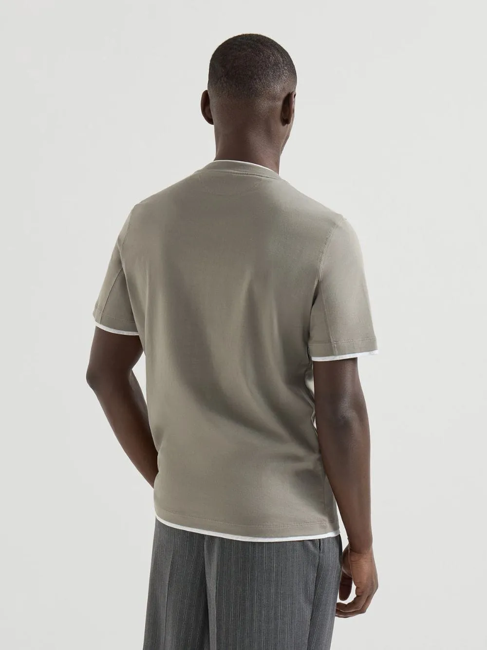 Khaki Cotton Faux-Layered T-Shirt sold by Fashion Clinic product image thumbnail 3