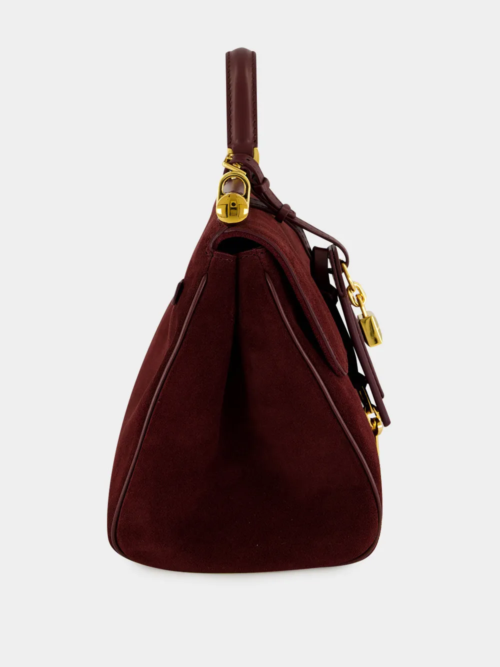 Burgundy Medium My Sicily Suede Handbag sold by Fashion Clinic product image thumbnail 4