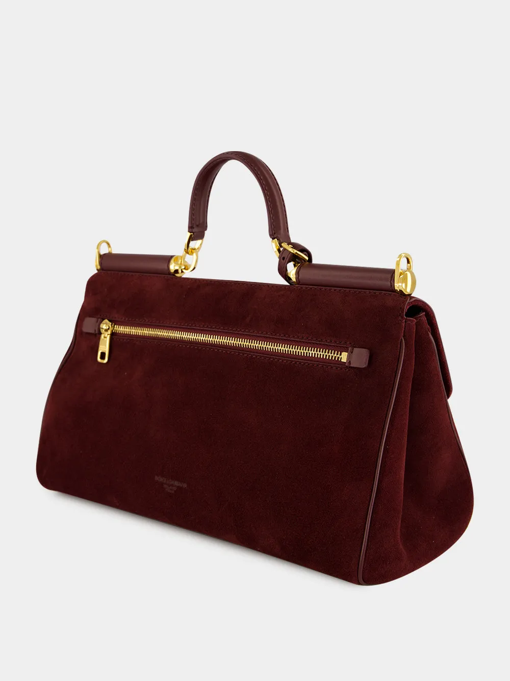 Burgundy Medium My Sicily Suede Handbag sold by Fashion Clinic product image thumbnail 5